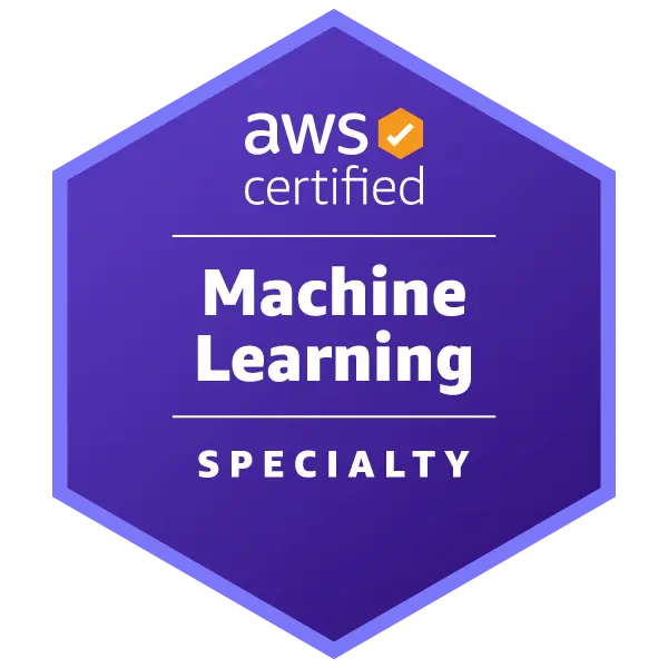 AWS certified Machine Learning Specialty badge