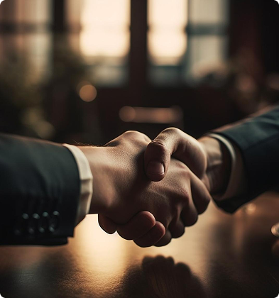 Business handshake representing trusted partnership
