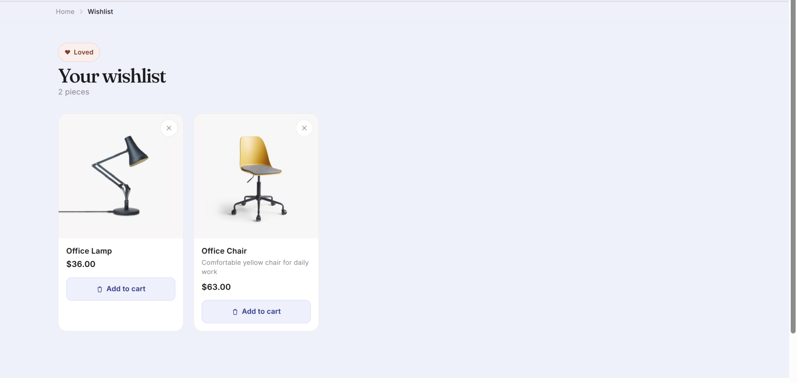 smooth cart and wishlist interactions
