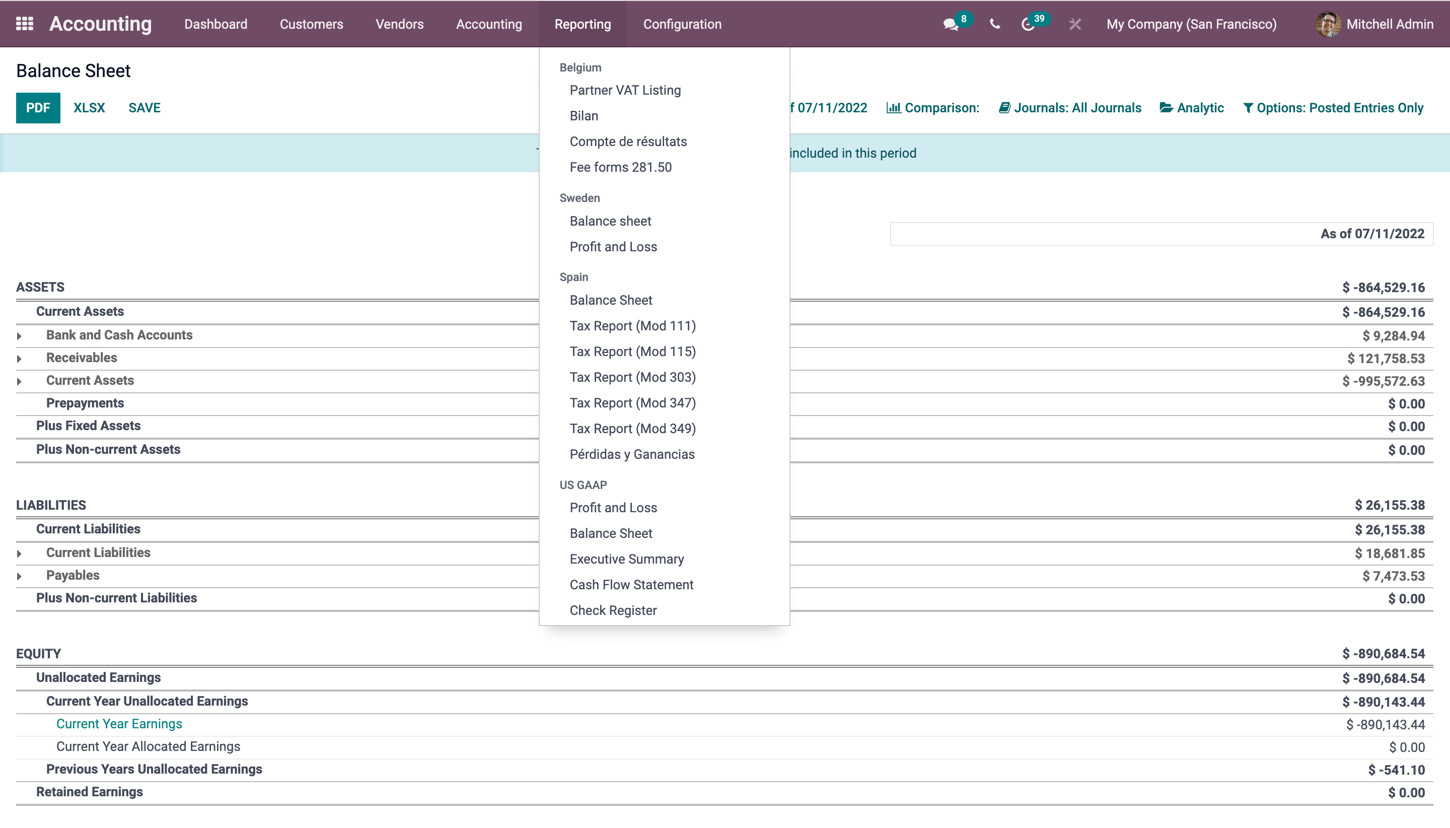 Odoo Generate Reports in Banking