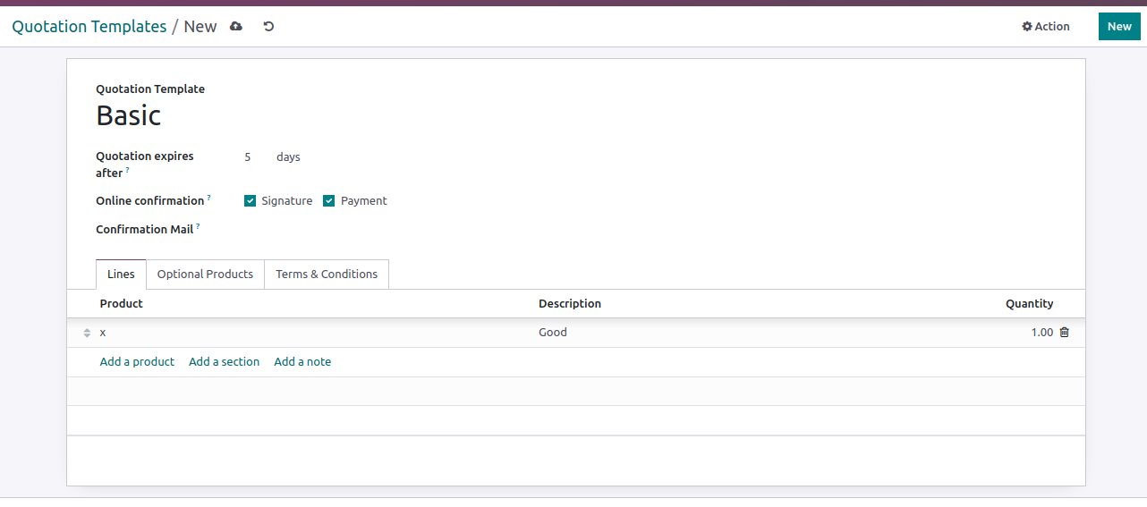 Odoo Sales Quotation Templates New Button
