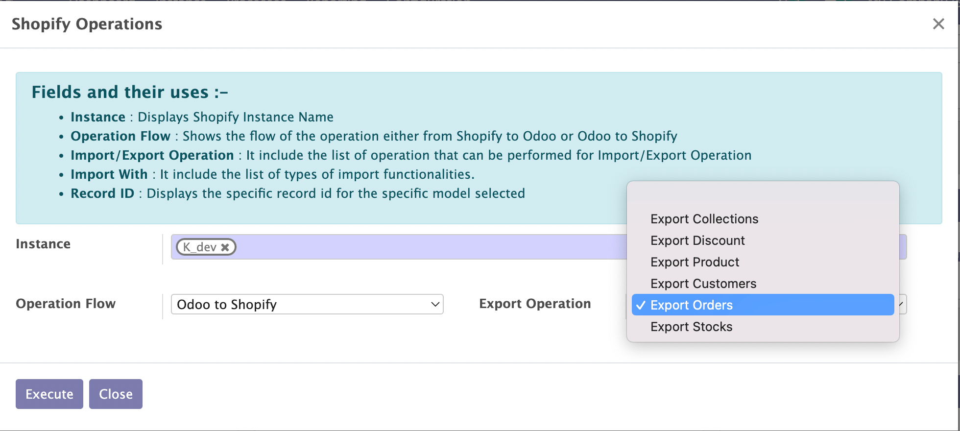 Odoo to Shopify